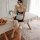 Seductive role play costume set: nurse maid outfit for couples, featuring elegant black and white design with lace details, p...