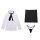 White blouse with black tie, bodycon skirt, and thong – seductive secretary costume set for women.