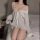Seductive sheer chiffon sleepwear set featuring delicate lace trim and no-remove design, perfect for pure and tempting boyfri...
