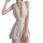 Sheer white lingerie set with deep v-neck and lace waistband, elegant transparent sleepwear for women.