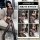 Woman modeling a black sheer mesh bodysuit with an open-crotch design and attached stockings, displayed in a collage of bedro...