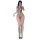 Woman wearing sheer open-crotch bodysuit with lace mesh backless design, holding phone to face.