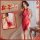 Sexy seductive silk qipao sleepwear for women, featuring a sexy slit nightgown with intricate lace design, perfect for new ye...