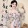 Sensual butterfly print sheer kimono robe set with deep v-neck and lace-up design, perfect for lounging and sleepwear eleganc...