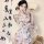 Sensual butterfly print sheer kimono robe set with deep v-neck and lace-up design, perfect for lounging and sleepwear eleganc...