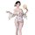 Sensual butterfly print sheer kimono robe set with deep v-neck, lace-up design, perfect for sleepwear or lounge ensembles.