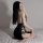 Sensual cheongsam lingerie set - backless lace bodysuit with high slit & halter neck for date night