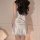 Sensual ice silk sleepwear set featuring a silky nightgown with lace trim, removable pads, and side slit design for comfort a...