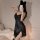 Sensual ice silk sleepwear set featuring a sexy black nightgown with lace details, removable pads, and a side slit design.