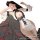 Sensual japanese-inspired lingerie set featuring vintage kimono style cross-back split dress with halter neck design.