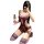Woman in purple lace bodysuit holding wine glass and phone, showcasing sensual lace bodysuit for women by qqny.