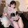 Sensual lingerie bodysuit - busty maid costume role play outfit with pink ribbons and lace details