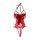 Sensual lingerie set - open-crotch bodysuit with peek-a-boo bust, featuring a bold red design and lace detailing for pure tem...