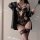 Sensual lingerie set featuring sheer stockings and a playful robe, perfect for a sexy sleepwear collection.