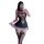 Sensual maid costume set - black lace mesh dress with sheer stockings, perfect for roleplay outfits for women