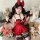 Sensual maid costume lingerie set - red lace dress with bow headband, perfect for flirty at-home romance.