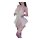 Woman wearing a shiny sheer white sleep dress with batwing sleeves, halter tie, lace trim, and push-up bodice.
