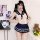 Sensual sailor uniform set - sexy sheer role play costume, college-themed lingerie outfit featuring a sheer bodice and pleate...