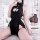 Sensual vintage qipao-inspired lingerie set - sheer mesh erotic costume for women, featuring elegant black design with cutout...