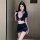 Sexy airline stewardess costume set featuring a seductive skirt and top outfit, perfect for nightclub wear, cosplay, and part...
