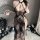 Sexy ancient chinese style lingerie set – sheer lace bodice & slit sleepwear for women, tempting qipao-inspired nightwear wit...