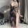 Sexy ancient chinese style lingerie set – sheer lace bodice & slit sleepwear for women, tempting qipao-inspired nightwear wit...