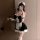 Sexy backless maid costume set for women – black & white princess lingerie sleep dress, pure temptation outfit