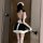 Sexy backless maid costume set for women – black & white princess lingerie sleep dress, pure temptation outfit