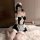 Sexy backless maid costume set for women – black & white princess lingerie sleep dress, pure temptation outfit