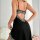 Sexy black and white lace sleep dress with backless design, romantic lace details, perfect for women seeking elegant and femi...