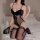 Woman wearing sexy bow lace french lingerie set – sheer mesh bodysuit with cut-out details and elegant embellishment, paired ...