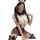 Woman wearing sexy bunny costume with white top, black bodysuit, and thigh-high stockings. perfect for cosplay and roleplay.
