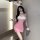 Sexy bunny girl costume set - christmas role play outfit, featuring a tight pink mini dress with bunny ears and matching acce...