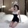 Sexy bunny girl costume set - christmas role play outfit, featuring a tight mini dress with black and white design, complete ...