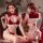 Sexy red velvet bunny lingerie set with lace trim, perfect christmas costume for small bust women.