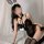 Woman wearing black sheer lace bunny lingerie set with ears, perfect for valentines day or christmas gift.