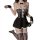 Sexy catwoman sleep dress - lace off-shoulder nightgown & maid costume set for women, featuring black lace with white accents...