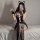 Sexy catwoman sleep dress - lace off-shoulder nightgown & maid costume set for women, featuring black lace design with cat ea...