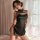 Sexy chinese-style lingerie set - vintage qipao outfit with brocade buttons & adjustable ties, seductive retro look