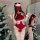 Sexy christmas bodysuit - seductive halter neck open-crotch lingerie for new years eve & date night, featuring festive santa ...