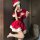 Sexy christmas costume outfit - festive holiday cosplay & anime-themed lingerie performance dress featuring santa hat and red...