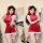 Sexy christmas lace cheongsam costume - holiday role play outfit for women, featuring festive red design with white fur trim,...