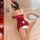 Sexy christmas lingerie set - red sparkly bunny girl outfit, featuring a cleavage-enhancing bodysuit and skirt, perfect for h...