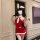 Sexy christmas lingerie featuring a red bodycon mini dress with push-up bra top, flirty holiday outfit complete with bunny ea...