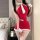 Sexy christmas lingerie featuring a bodycon mini dress with a push-up bra top, perfect for a flirty holiday outfit.