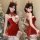 Sexy christmas lingerie set for women - festive reindeer-themed sleepwear & party outfit featuring red velvet dress with antl...