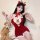Sexy christmas lingerie set for women - festive reindeer-themed sleepwear & party outfit featuring a red dress with antlers, ...