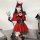 Sexy christmas party lingerie - naughty elf costume featuring devil horns, red cape, trident, and black stockings perfect for...