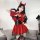Sexy christmas party lingerie - naughty elf costume featuring red dress, black gloves, and devil horns, perfect for holiday p...