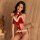 Sexy christmas role play bodysuit featuring festive velvet and faux fur design with open-crotch style, perfect for new year c...
